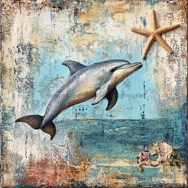 Nautical Sign, Dolphin Sign, DCO-02554, Sign For Wreath, 10x10